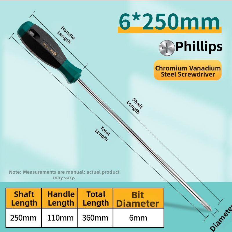 Εκτεταμένο κατσαβίδι με κεφαλές Phillips και επίπεδη, μακρύ άξονας και μακριά λαβή, χρωμιο-βανάδιο ατσάλι