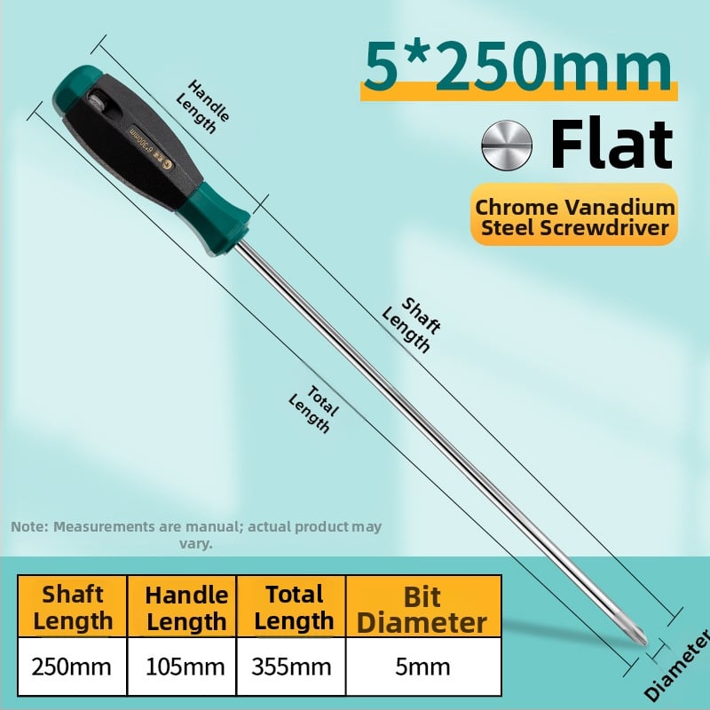 Εκτεταμένο κατσαβίδι με κεφαλές Phillips και επίπεδη, μακρύ άξονας και μακριά λαβή, χρωμιο-βανάδιο ατσάλι