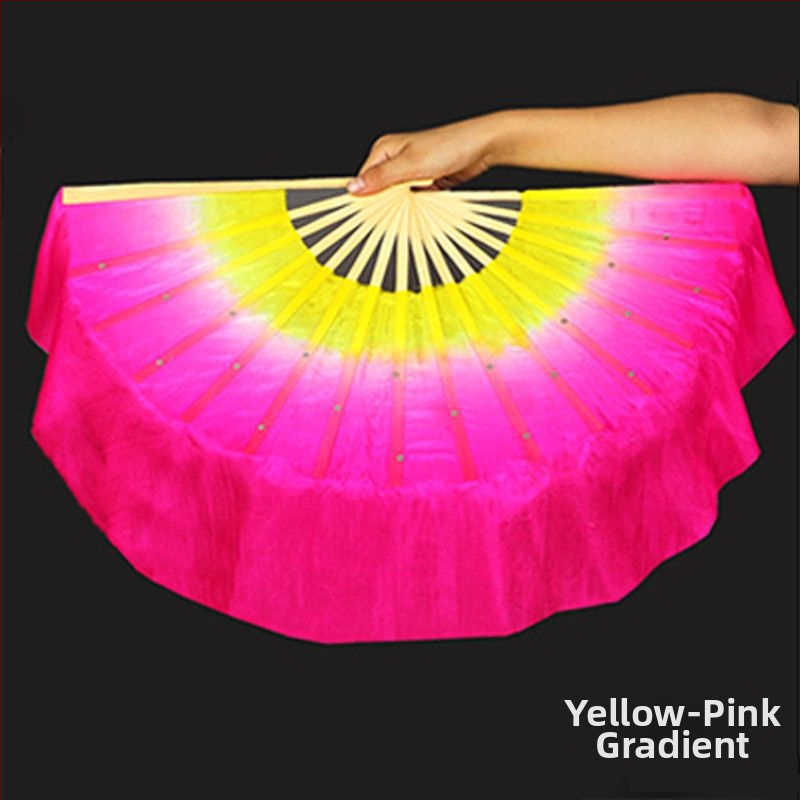 Двустранен танцов фен в Yangko стил с лампа-фон с цветя за деца, за изпълнения в детска градина и начално училище; Марка: Other; Пуснат през лято 2021