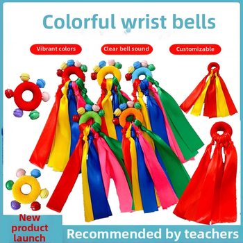 Гривна за китка със звънче и дизайн на цвете, еластична лента за детски танцови изпълнения