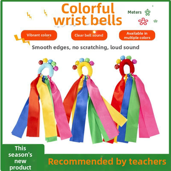 Гривна за китка със звънче и дизайн на цвете, еластична лента за детски танцови изпълнения