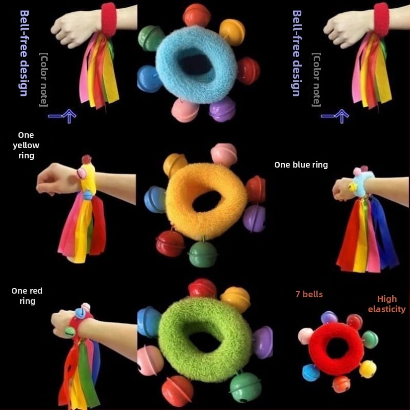 Гривна за китка със звънче и дизайн на цвете, еластична лента за детски танцови изпълнения