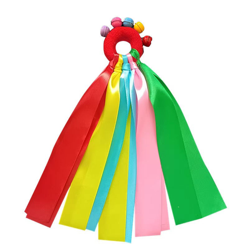 Гривна за китка със звънче и дизайн на цвете, еластична лента за детски танцови изпълнения