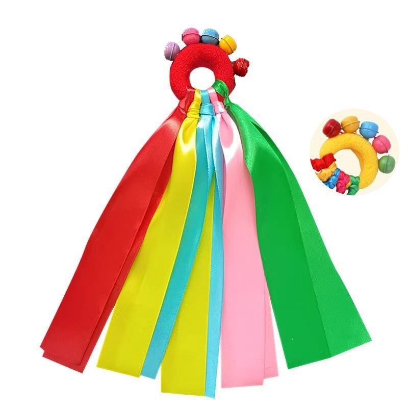 Гривна за китка със звънче и дизайн на цвете, еластична лента за детски танцови изпълнения