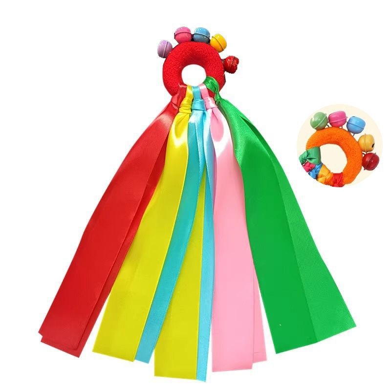 Гривна за китка със звънче и дизайн на цвете, еластична лента за детски танцови изпълнения