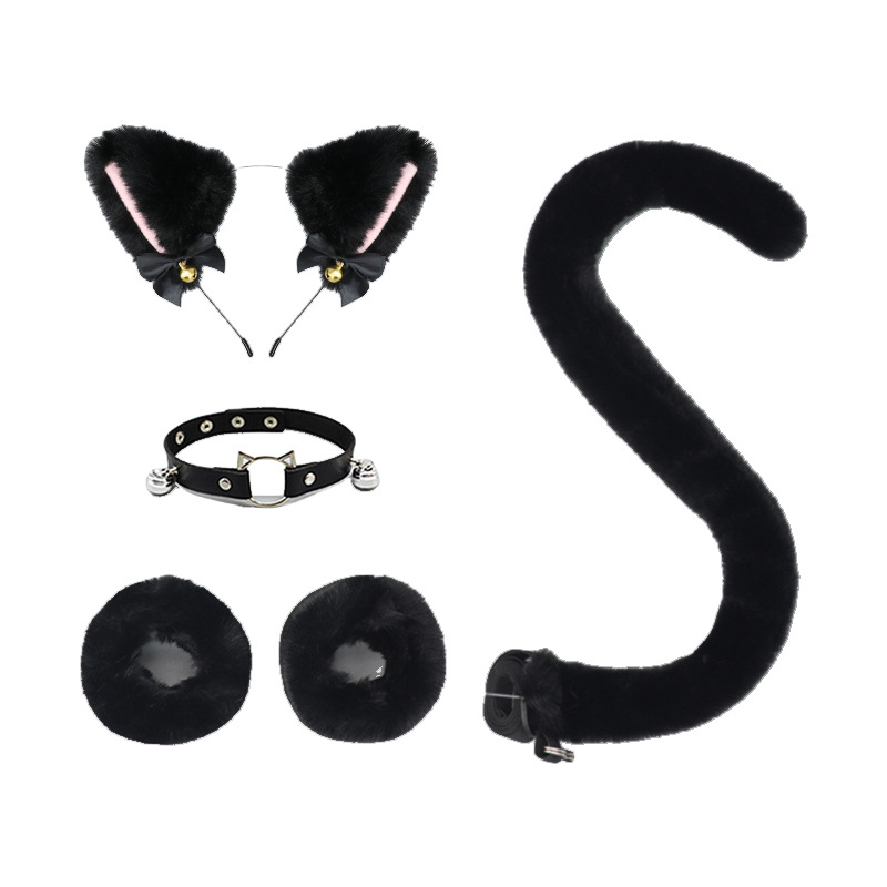 Set cosplay dodataka: plišane mačje uši na gumici, mačja rep, ogrlica i narukvica za odrasle, proljeće 2025. Brand: Other; Spot goods