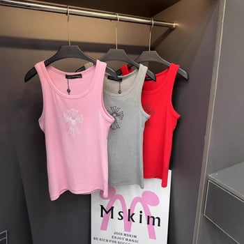 Kamisole top – šaurs krojs, kokvilnas-poliestera maisījums, ģeometrisks raksts, izšūts logotips ar sanskrita krustu