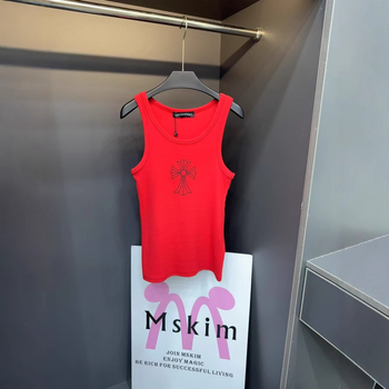 Kamisole top – šaurs krojs, kokvilnas-poliestera maisījums, ģeometrisks raksts, izšūts logotips ar sanskrita krustu