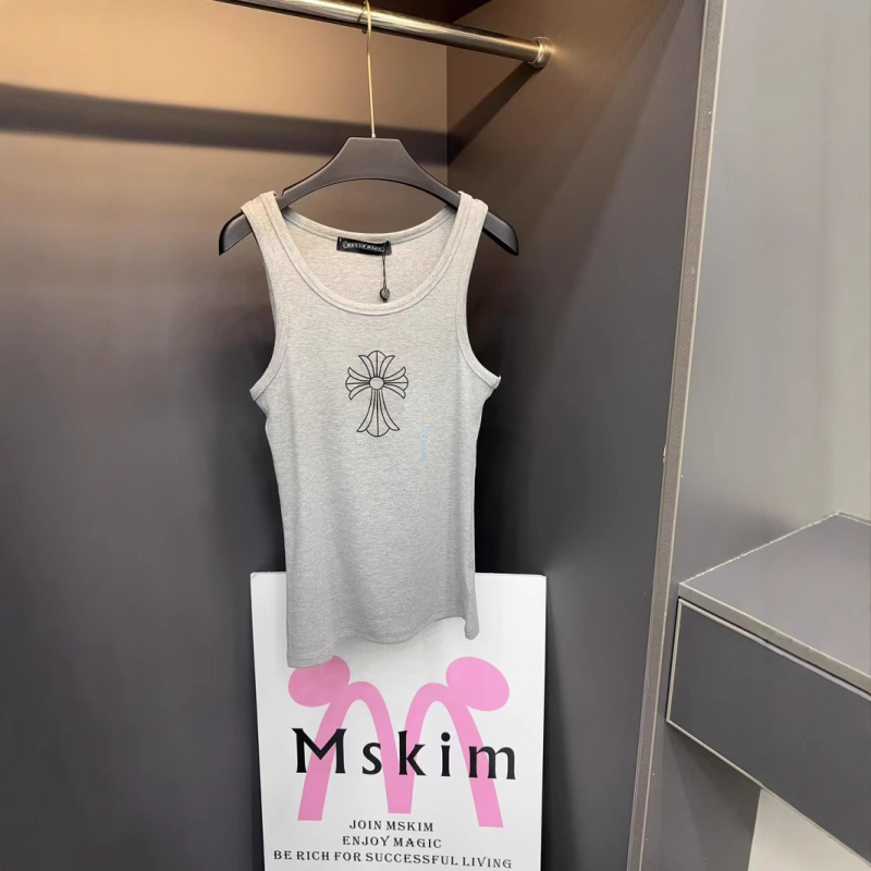 Kamisole top – šaurs krojs, kokvilnas-poliestera maisījums, ģeometrisks raksts, izšūts logotips ar sanskrita krustu