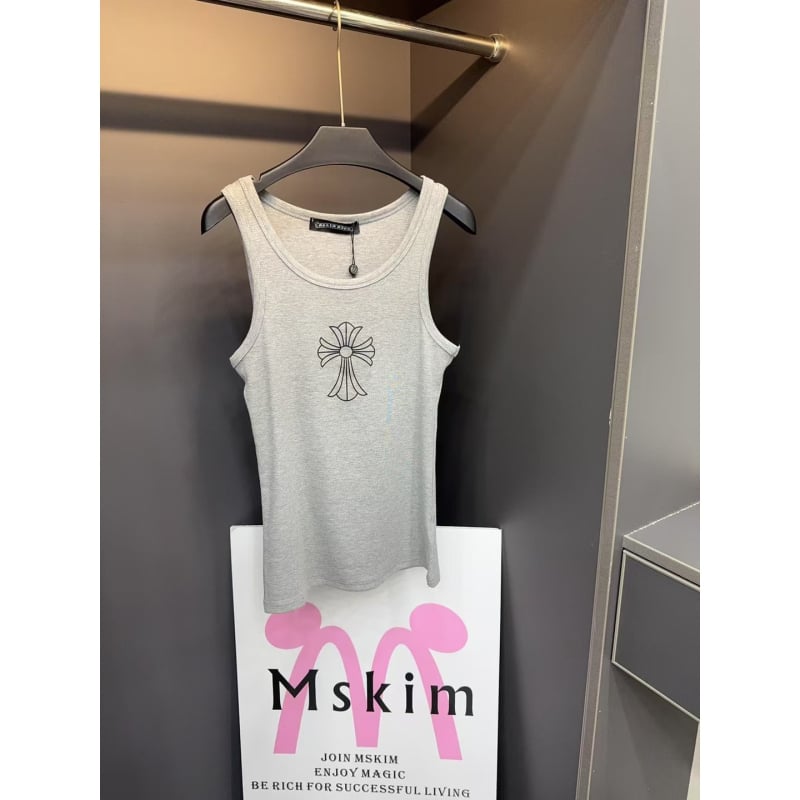 Kamisole top – šaurs krojs, kokvilnas-poliestera maisījums, ģeometrisks raksts, izšūts logotips ar sanskrita krustu