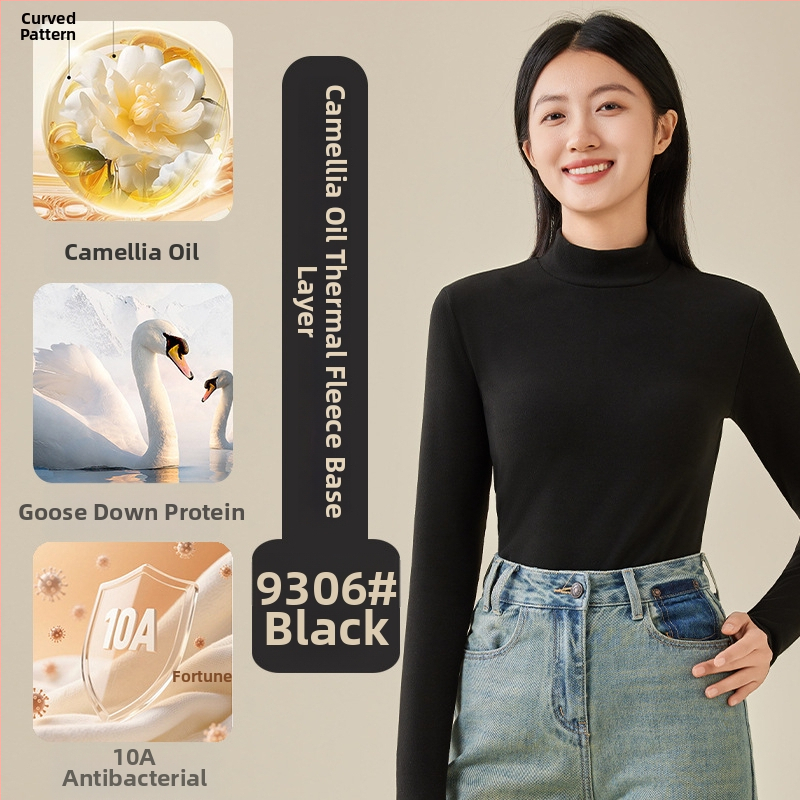 Pagrindinio sluoksnio marškinėliai su puse aukščio kaklu, dvipusis fleece, ilgomis rankovėmis, unisex, poliesteris 251–300 g/m²