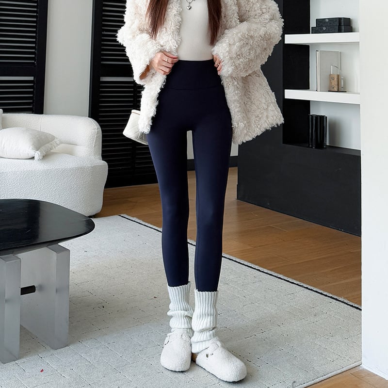 Sieviešu neilona 9/10 garuma šauri pieguļošas bikses ar teksta rakstu, silti, 88028#, Ziemas 2025