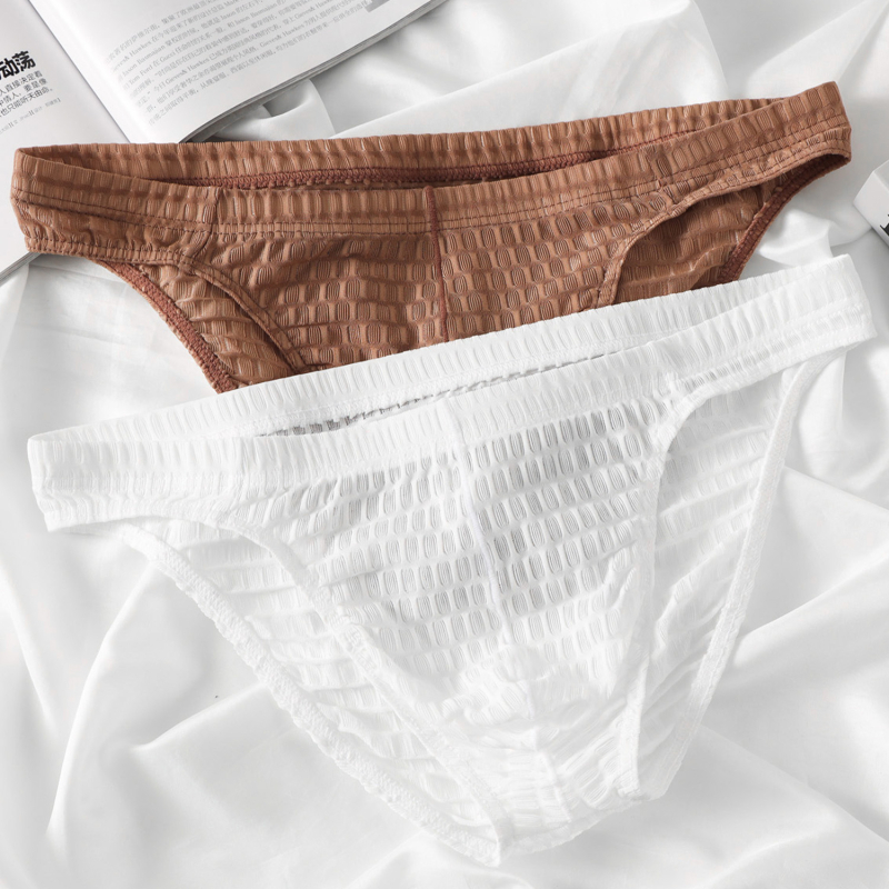 Muške mrežaste gaćice – prozirne, seksi, prozračne, jednobojne, trokuti kroja