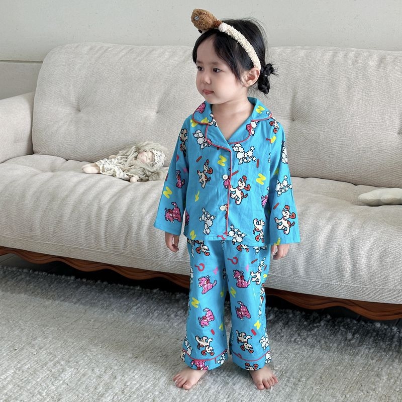 Детски пижамен комплект с свободен силует – унисекс, 100% памук, корейски стил, за деца 3–8 години