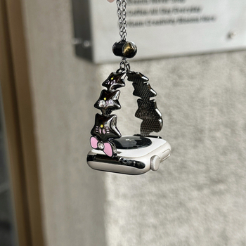 Laikrodžio dirželis Apple Watch su kaspinu mazgu ir žvaigždu grandine, metalinis, madingas dizainas