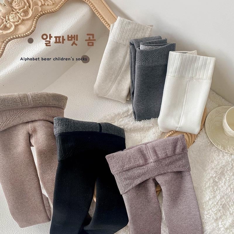 Флисово подплатени детски леггинси за момичета, зима 2025, смес памук-полиестер-еластан, марка Elmo beibei