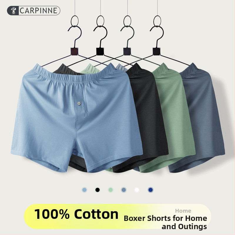 Pánske boxerkové nohavice z 100% bavlny, priedušné, voľný strih, vysoký pás, pletený materiál