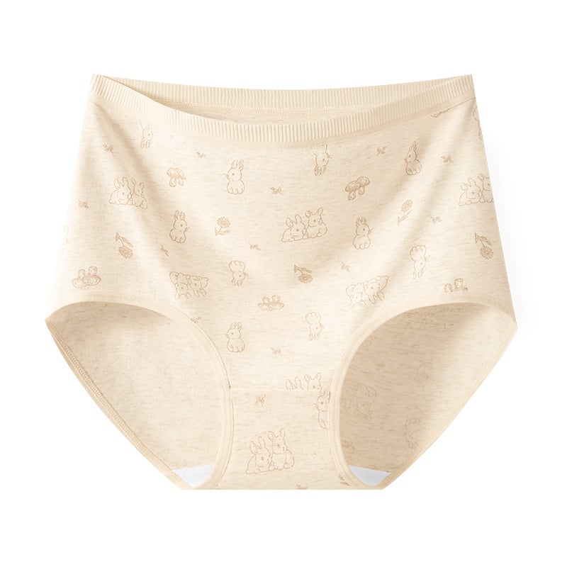 Дамски памучни бикини с висока талия, дишащи, антибактериални, флорална шарка