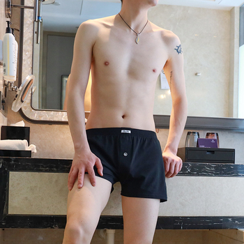 Мъжки памучни боксерки, дишащи и удобни, с талия средна височина, трикотажна материя, за всички сезони, 95–100% памук