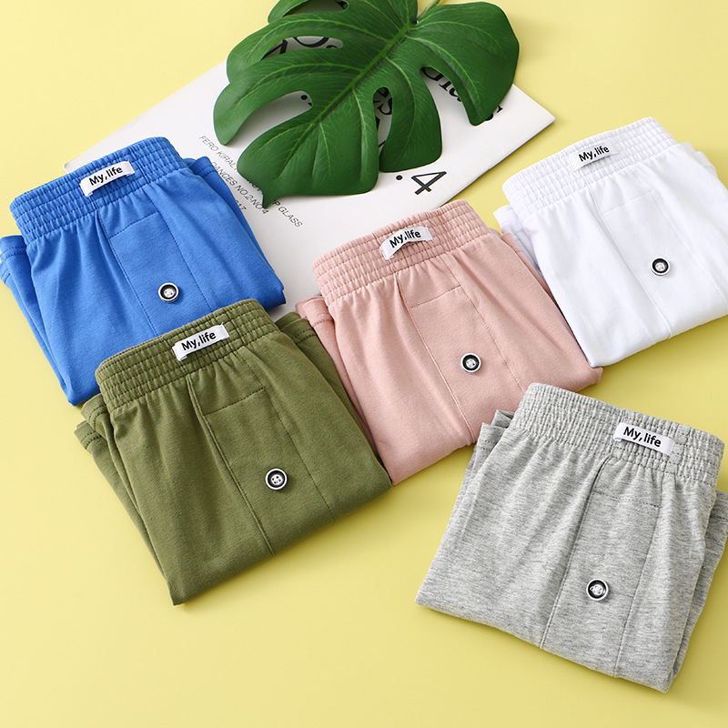 Мъжки памучни боксерки, дишащи и удобни, с талия средна височина, трикотажна материя, за всички сезони, 95–100% памук