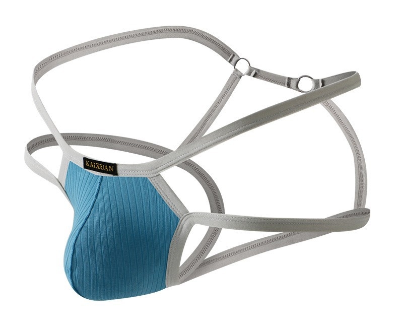 String bărbătesc din bumbac, respirabil, talie joasă, țesătură rib, vară