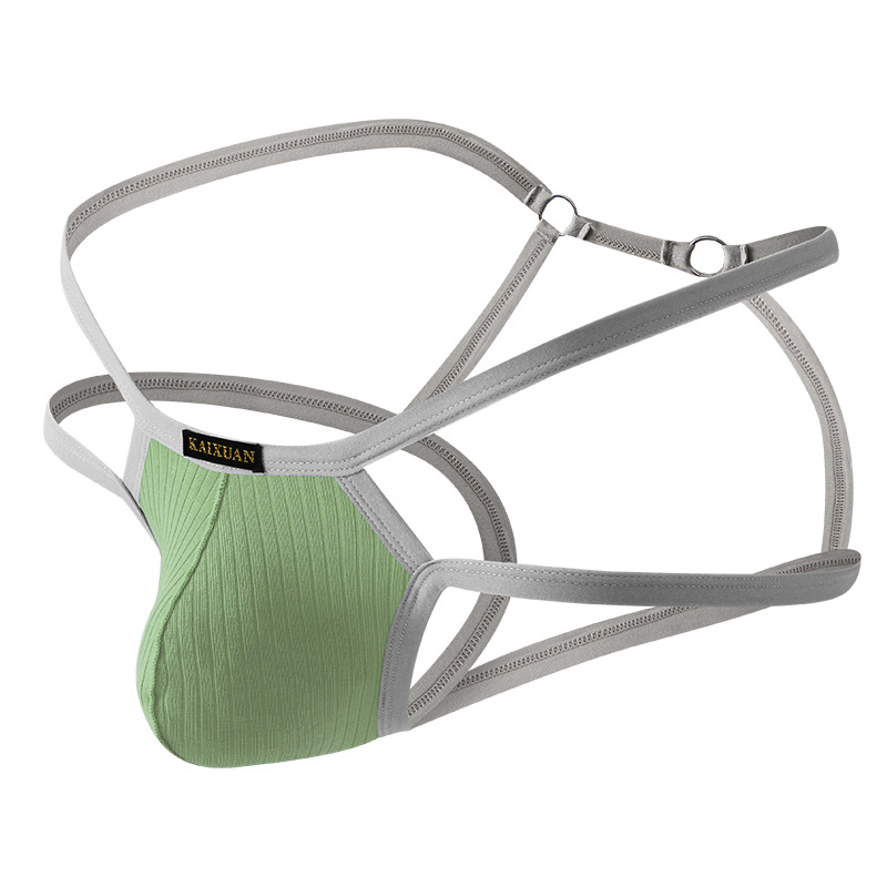 String bărbătesc din bumbac, respirabil, talie joasă, țesătură rib, vară