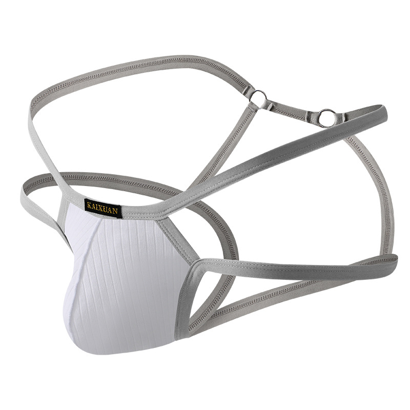 String bărbătesc din bumbac, respirabil, talie joasă, țesătură rib, vară