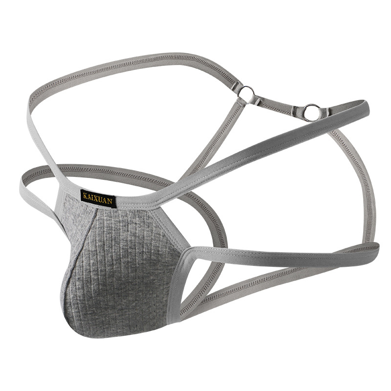 String bărbătesc din bumbac, respirabil, talie joasă, țesătură rib, vară