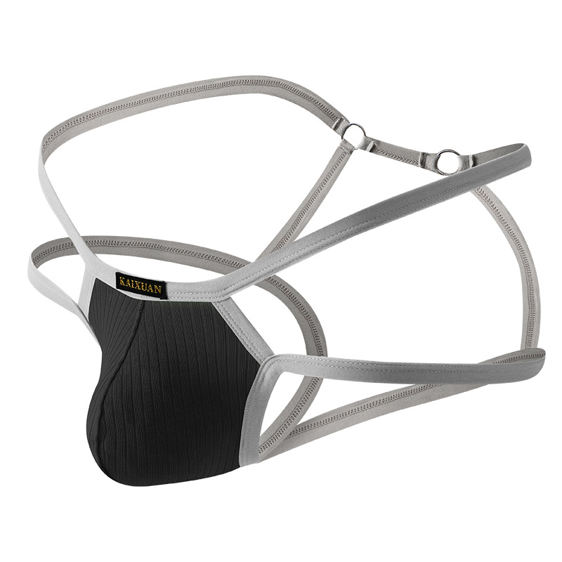 String bărbătesc din bumbac, respirabil, talie joasă, țesătură rib, vară