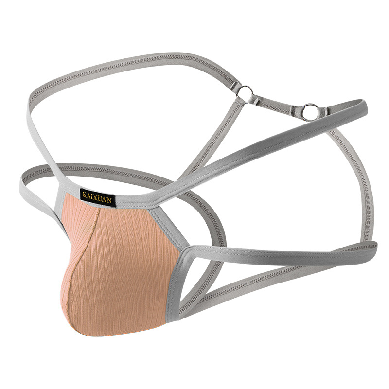 String bărbătesc din bumbac, respirabil, talie joasă, țesătură rib, vară