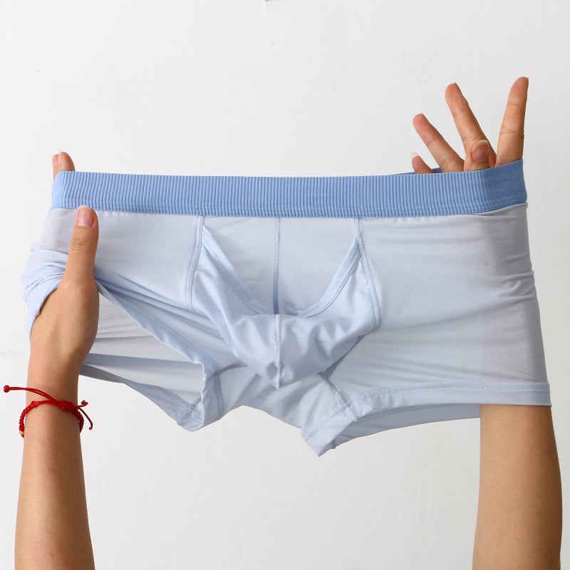 Мъжки боксерки от нейлон, ултра тънки, дишащи и бързосъхнещи, с дизайн на голям джоб, еластични и комфортни