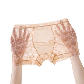 Muške bokserice s čipkom, prozirne, bezšivne, od najlona, 31-40D