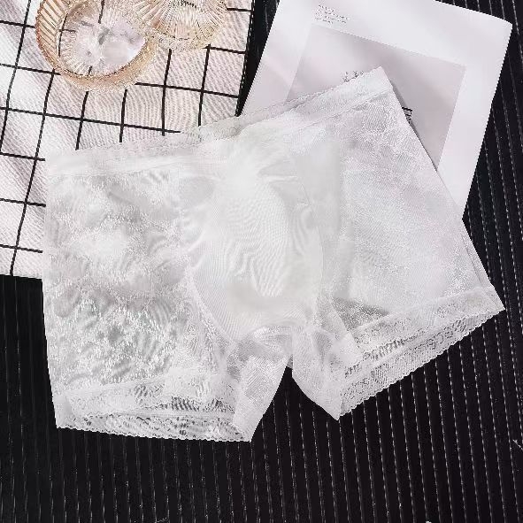 Muške bokserice s čipkom, prozirne, bezšivne, od najlona, 31-40D
