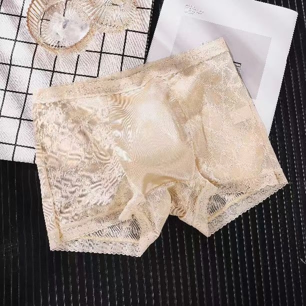 Muške bokserice s čipkom, prozirne, bezšivne, od najlona, 31-40D