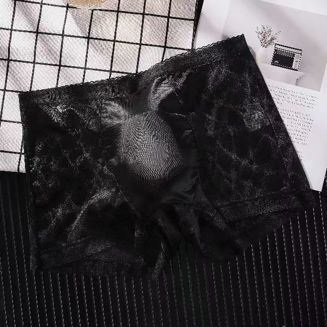 Muške bokserice s čipkom, prozirne, bezšivne, od najlona, 31-40D