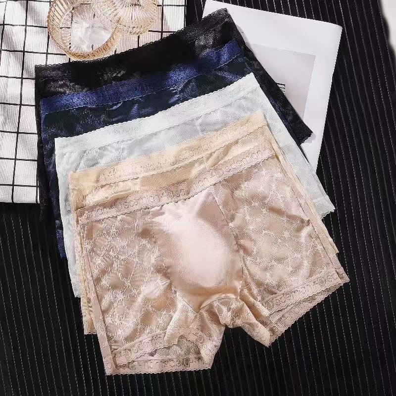 Muške bokserice s čipkom, prozirne, bezšivne, od najlona, 31-40D