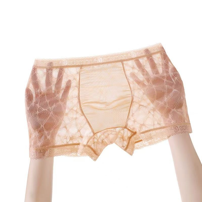 Muške bokserice s čipkom, prozirne, bezšivne, od najlona, 31-40D
