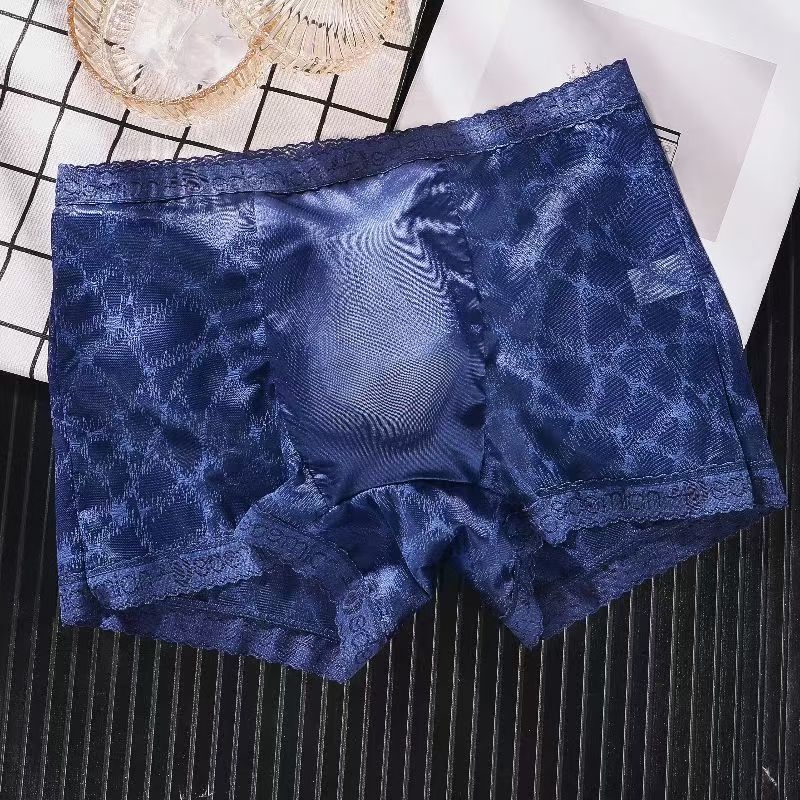 Muške bokserice s čipkom, prozirne, bezšivne, od najlona, 31-40D