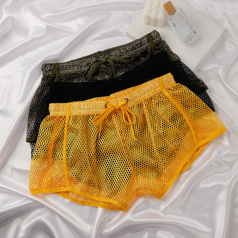 Мъжки мрежести боксерки, дишащи, ниска талия, 100% полиестер, плетени