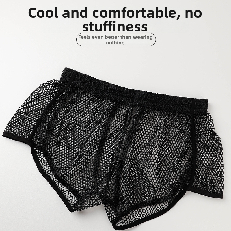 Pánske sieťované boxerky, priedušné, 100% polyester, nízky pás, pletené