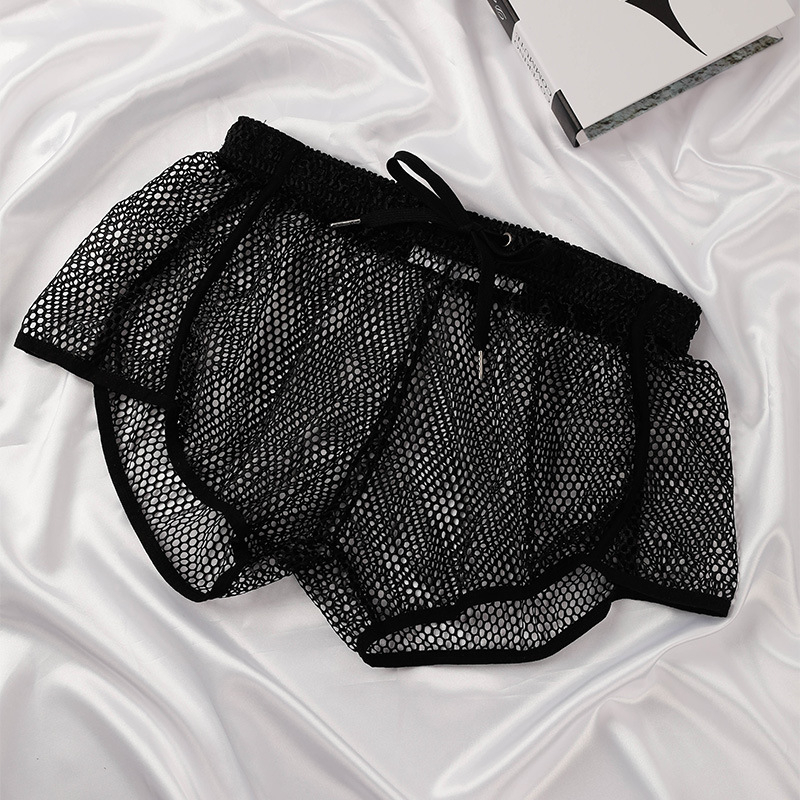 Мъжки мрежести боксерки, дишащи, ниска талия, 100% полиестер, плетени