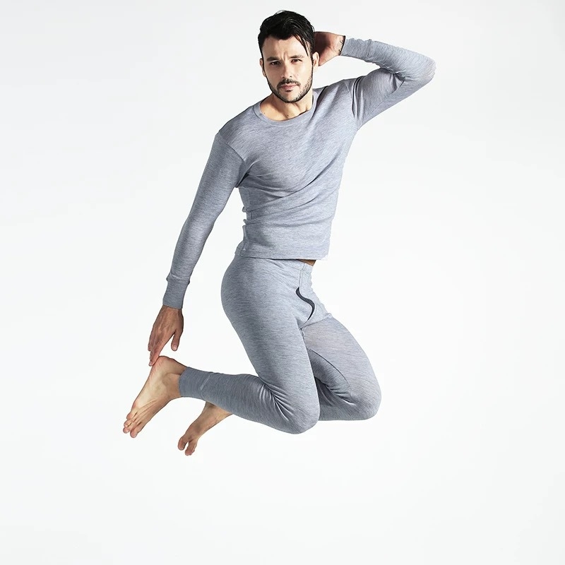 Unisex termalni donji dio od 100% merino vune – pulover s okruglim izrezom, bez šavova, tanak pleteni materijal 101–120 g/m²