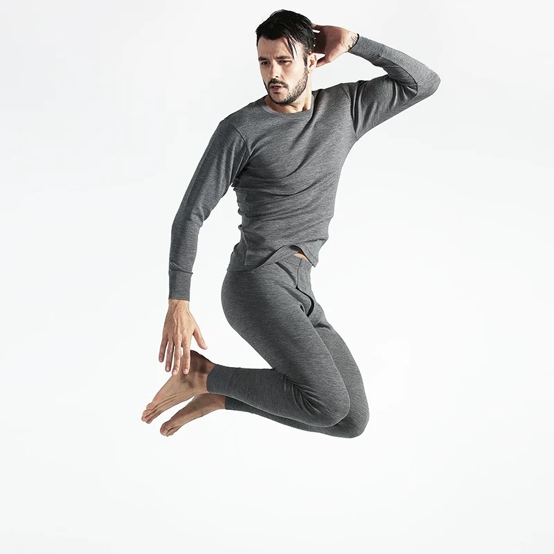 Unisex termalni donji dio od 100% merino vune – pulover s okruglim izrezom, bez šavova, tanak pleteni materijal 101–120 g/m²