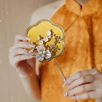 Rankinis ventiliatorius – apvalios formos, Kinijos stilius, metalinis korpusas, intarpų dailė, verslo dovana