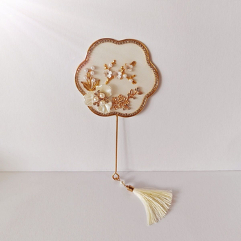 Rankinis ventiliatorius – apvalios formos, Kinijos stilius, metalinis korpusas, intarpų dailė, verslo dovana