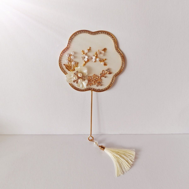 Rankinis ventiliatorius – apvalios formos, Kinijos stilius, metalinis korpusas, intarpų dailė, verslo dovana