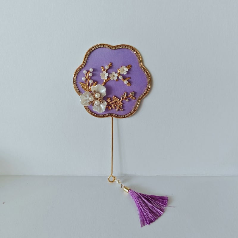 Rankinis ventiliatorius – apvalios formos, Kinijos stilius, metalinis korpusas, intarpų dailė, verslo dovana