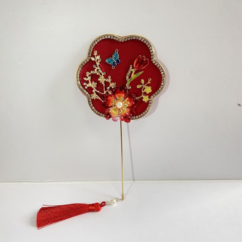 Rankinis ventiliatorius – apvalios formos, Kinijos stilius, metalinis korpusas, intarpų dailė, verslo dovana