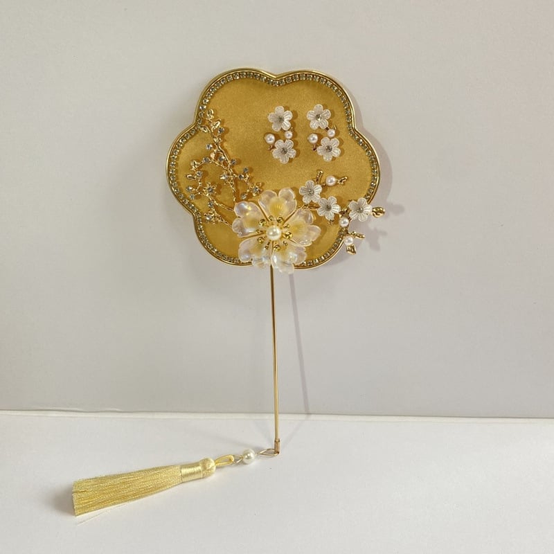 Rankinis ventiliatorius – apvalios formos, Kinijos stilius, metalinis korpusas, intarpų dailė, verslo dovana