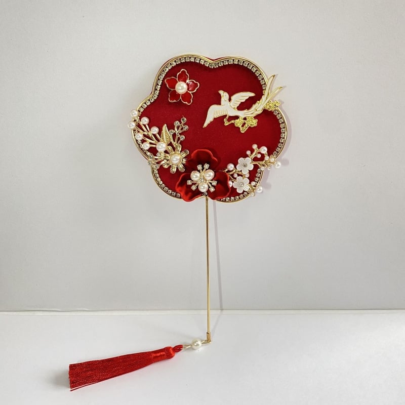 Rankinis ventiliatorius – apvalios formos, Kinijos stilius, metalinis korpusas, intarpų dailė, verslo dovana